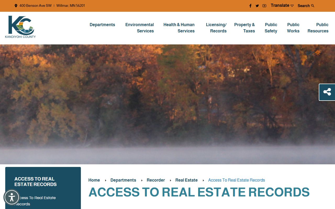Kandiyohi County Recorder real estate access separate from court records