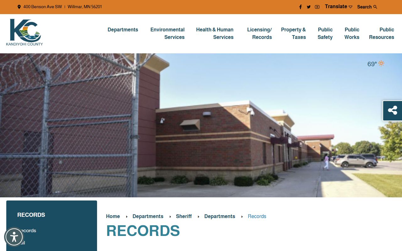 Kandiyohi County arrest records Sheriff records request channels