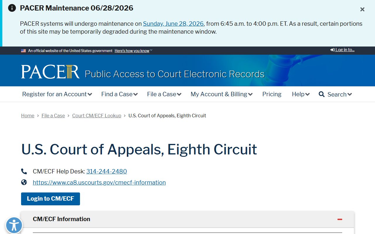 Kandiyohi County court dockets federal appellate PACER lookup