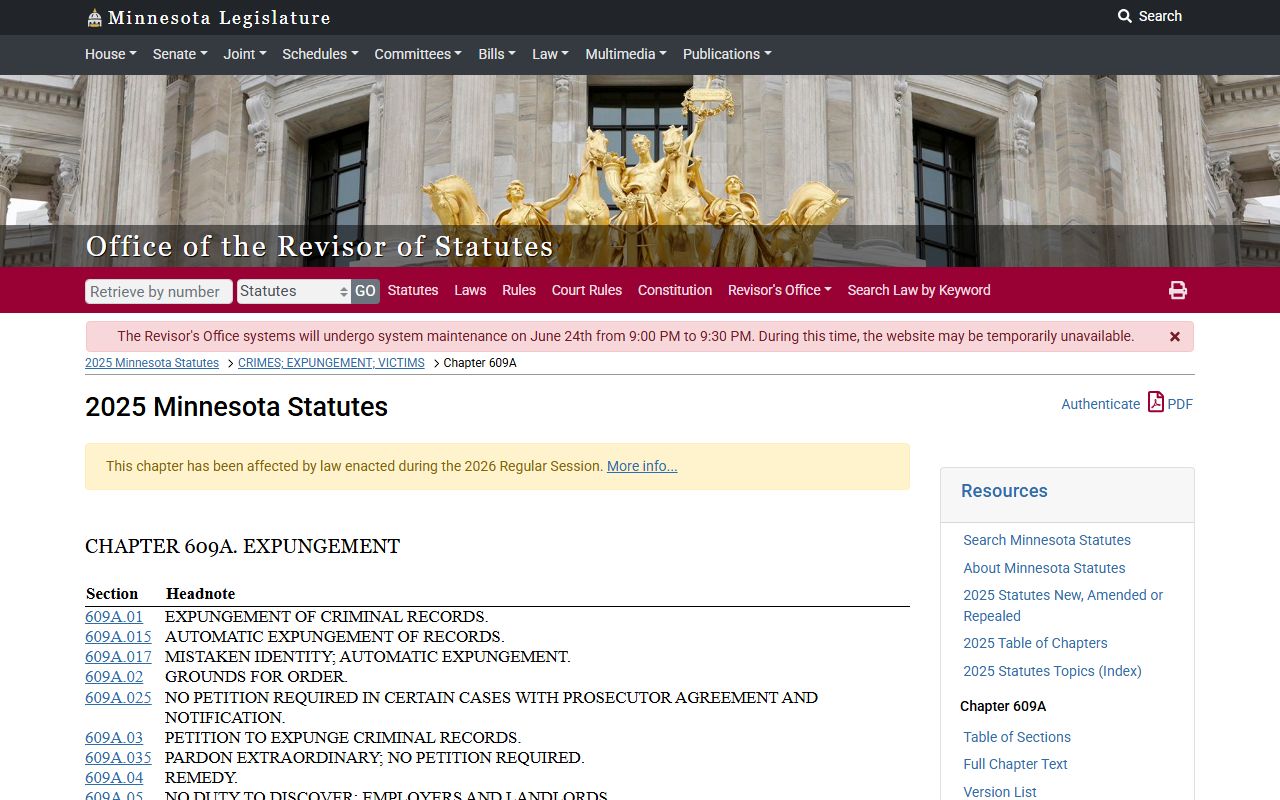 Kandiyohi County criminal court records Minnesota expungement chapter