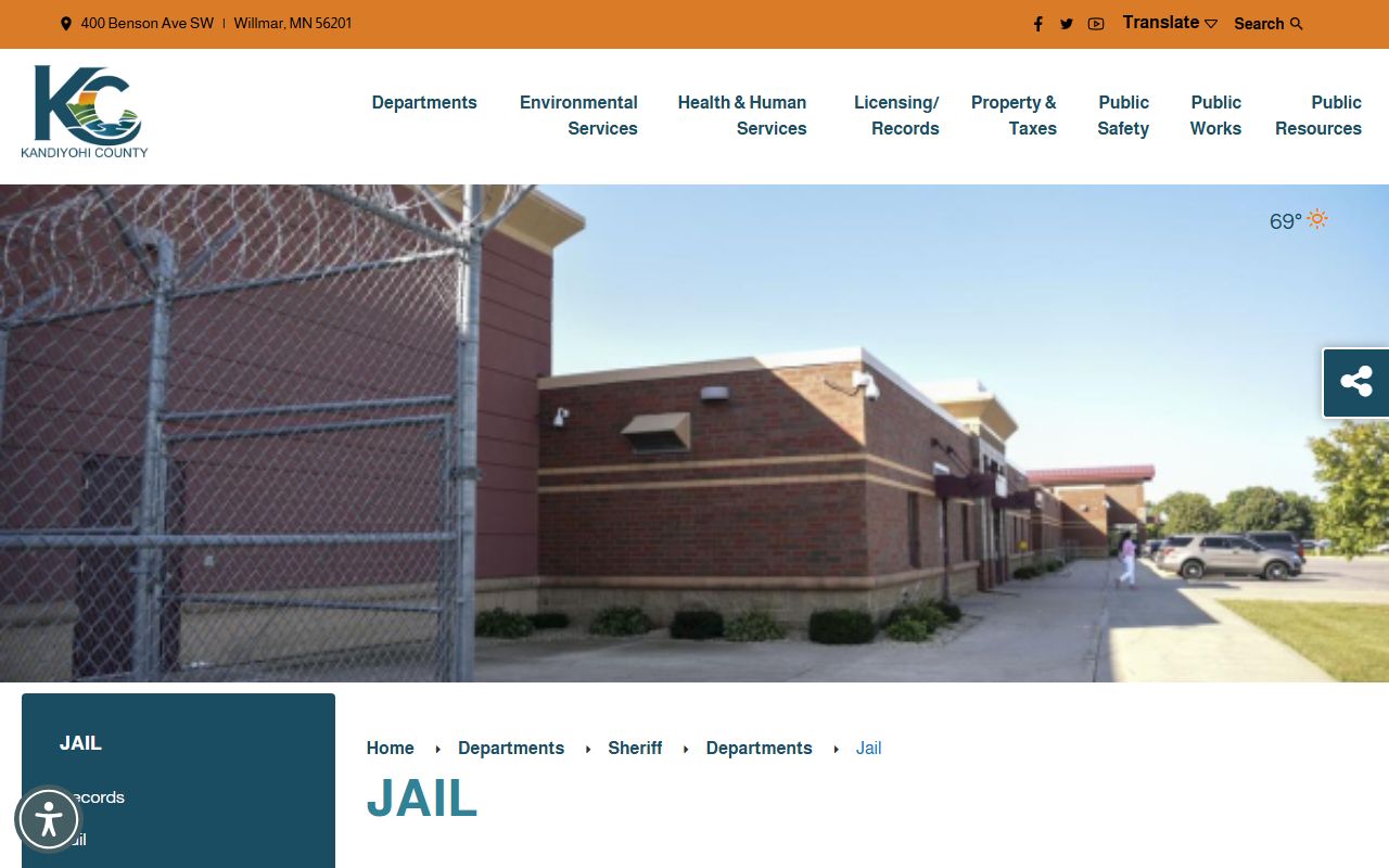 Kandiyohi County inmate records official jail page