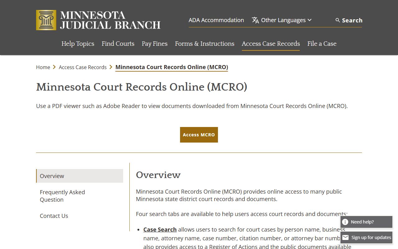 Kandiyohi County probate records MCRO overview