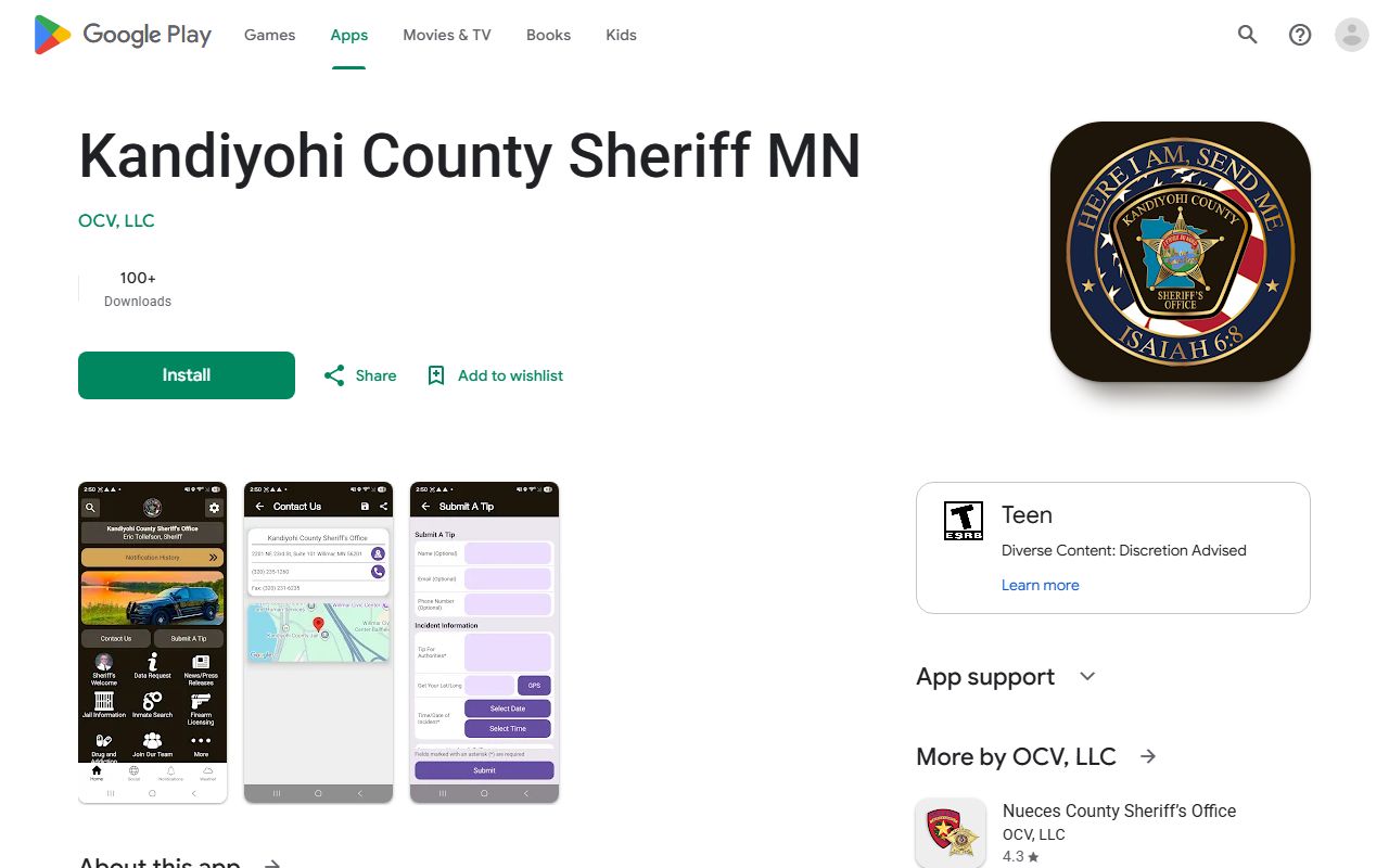 Kandiyohi County warrant records Google Play sheriff app