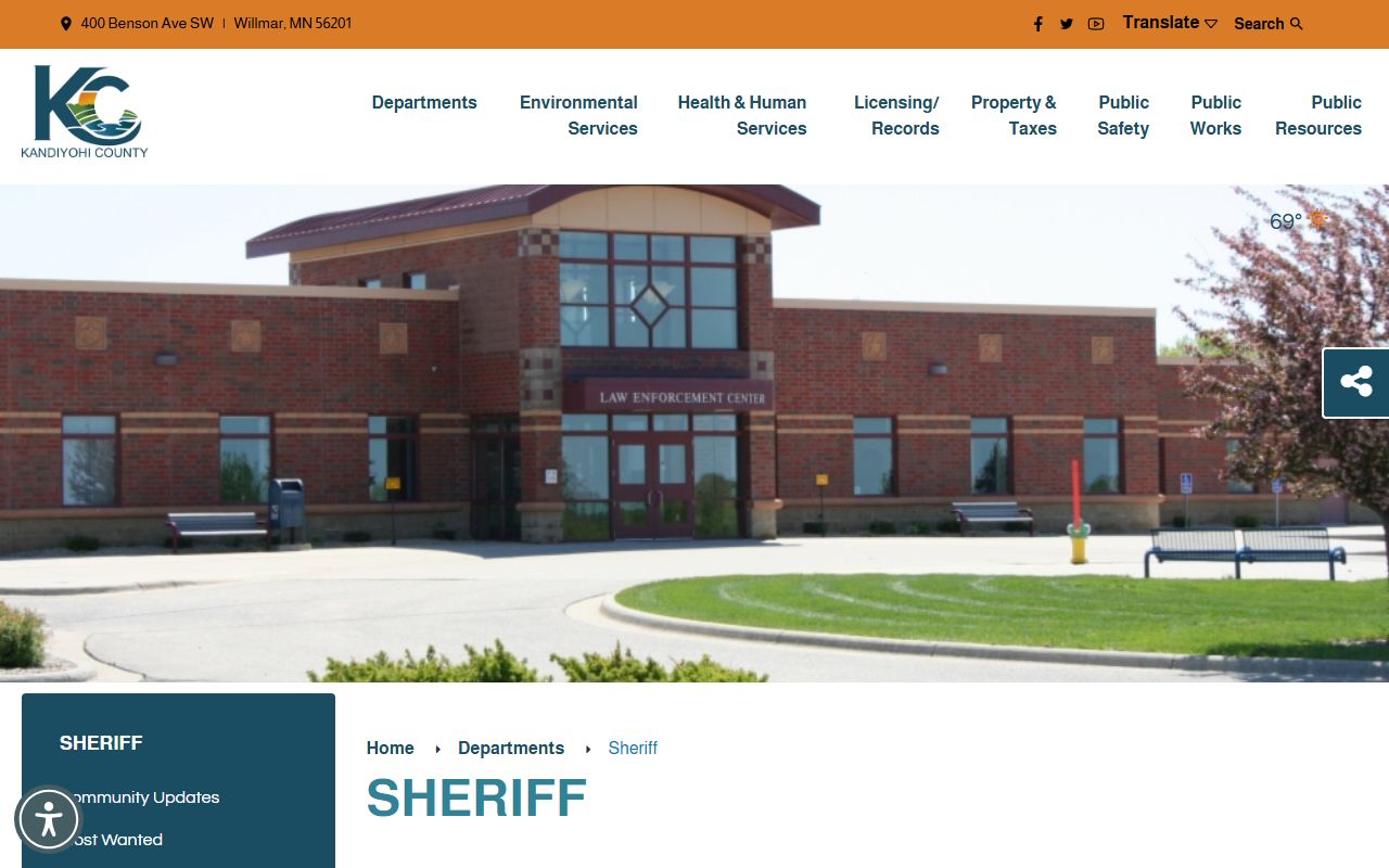 Kandiyohi County warrant records sheriff home page